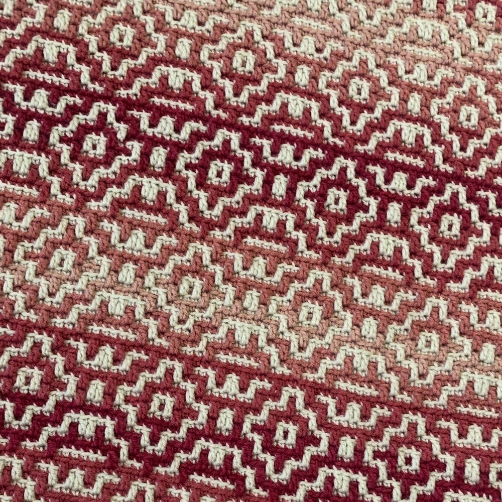 Handcrafted Mosaic Crochet Geometric Blanket - Picture 2 of 5